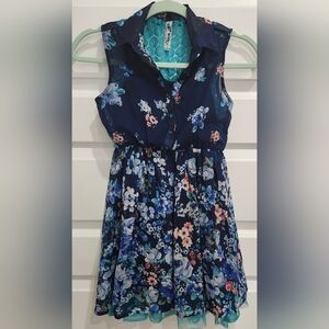 Knitworks Navy and Pink Floral Kids Dress